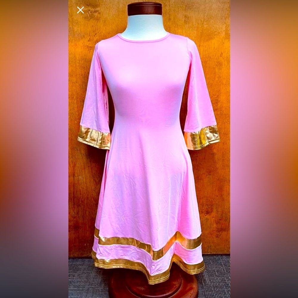 Pink Dress Gold Trim Halloween Costume Dress-up Cosplay NWT Ibtom Castle